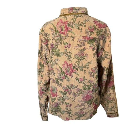 Vintage United Apparel Women Brown Floral Corduroy Shacket XL Rustic Cottagecore - Picture 4 of 9